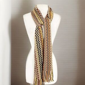 Missoni Womens Scarf Shawl Sarong Wrap Textured Zig Zag Knit Multicolor